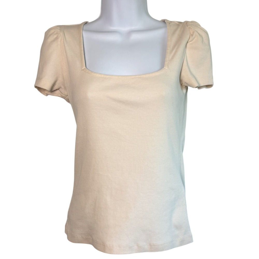 Ba&Sh Womens Coquette Square‎ Neck Puff Sleeve Top Ecru Size US 8 Fairy Earthy